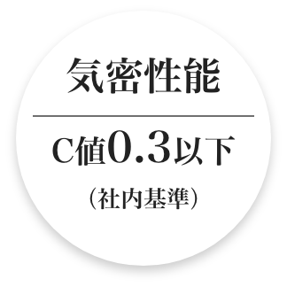 気密性能 C値0.3以下（社内基準）